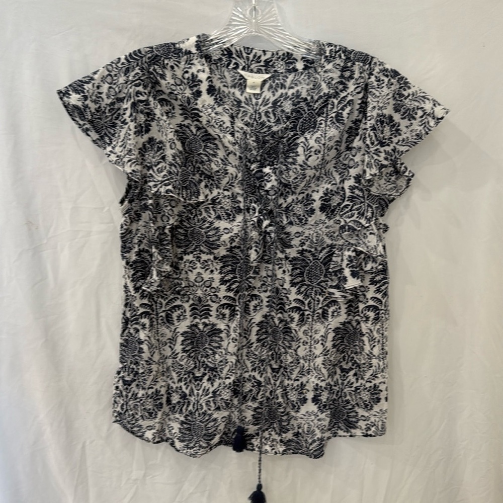 Nordstrom Caslon Blue Flutter Sleeve Blouse sz small - Picture 1 of 5